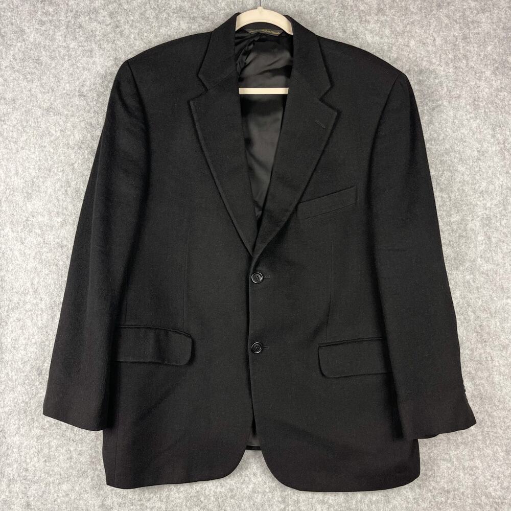 Loro Piana Jack Victor Blazer Sport Coat Mens 42S Black Worsted Camelhair Italy